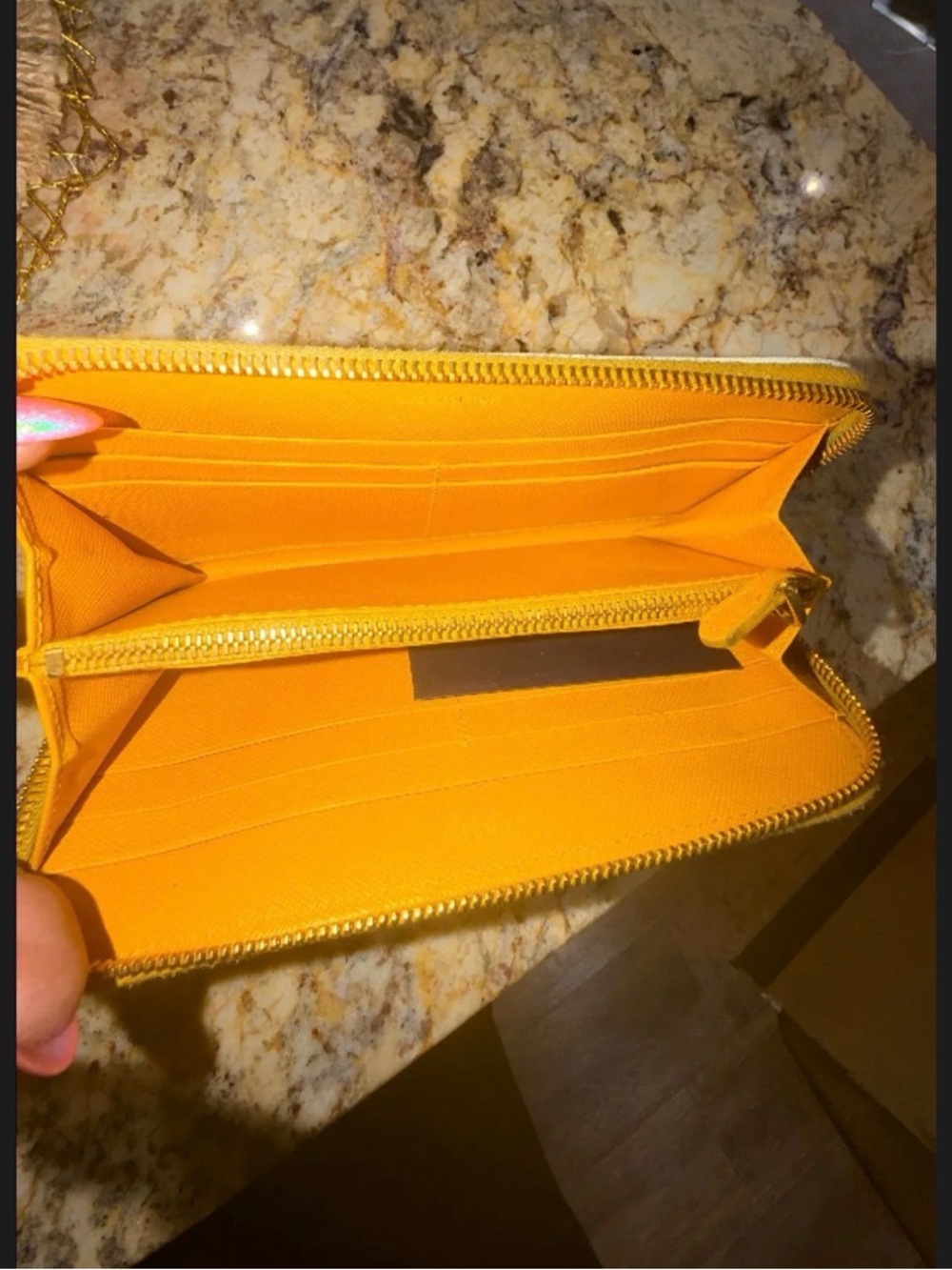 Prada Yellow Perforated Zip Wallet with Logo Triangle - Picture 6 of 7